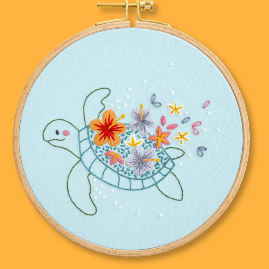 Tropical Turtle Beginner Embroidery Kit | Knowledge Crates