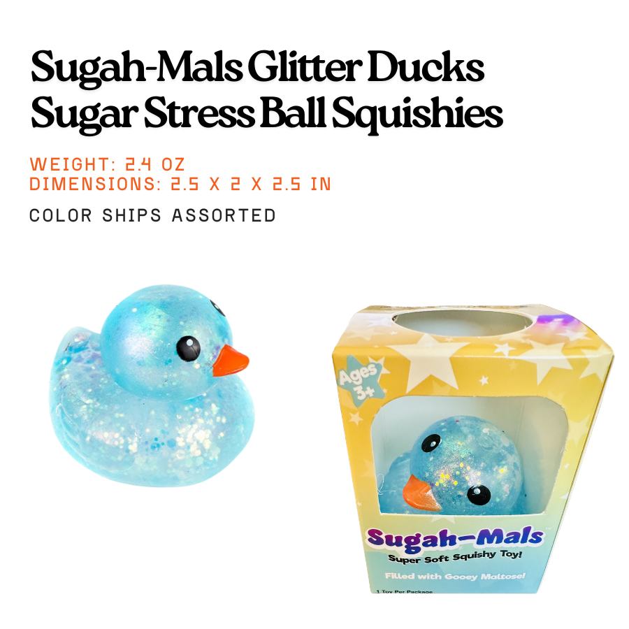 Glitter Duck Squishy Stress Ball Fidget Toy | Sugah-Mals | Knowledge Crates
