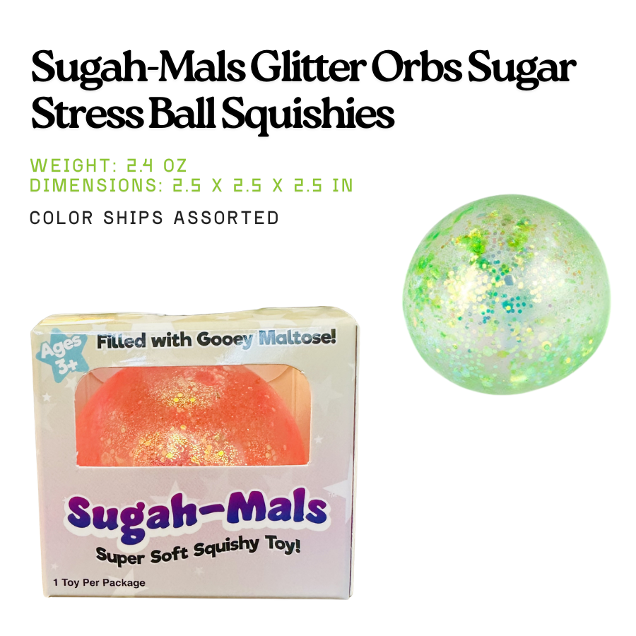 Glitter Orb Squishy Stress Ball Fidget Toy | Sugah-Mals | Knowledge Crates