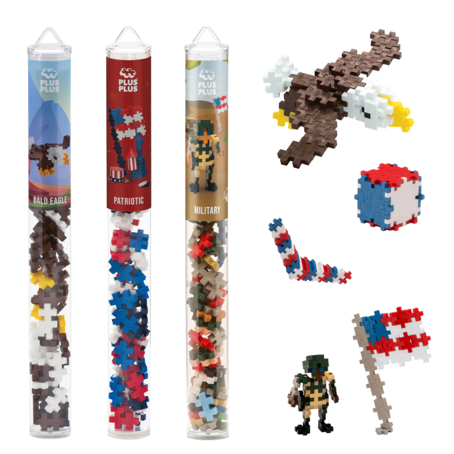 Plus-Plus Patriotic Play Pack | USA Building Set with Bald Eagle, Military & Patriotic Tubes