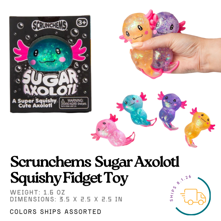 Sugar Axolotl Squishy Fidget Toy | Scrunchems® | Knowledge Crates