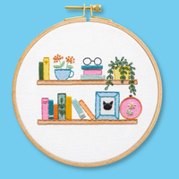 Little Bookshelf Beginner Embroidery & Watercolor Kit | Knowledge Crates