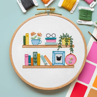 Little Bookshelf Beginner Embroidery & Watercolor Kit | Knowledge Crates
