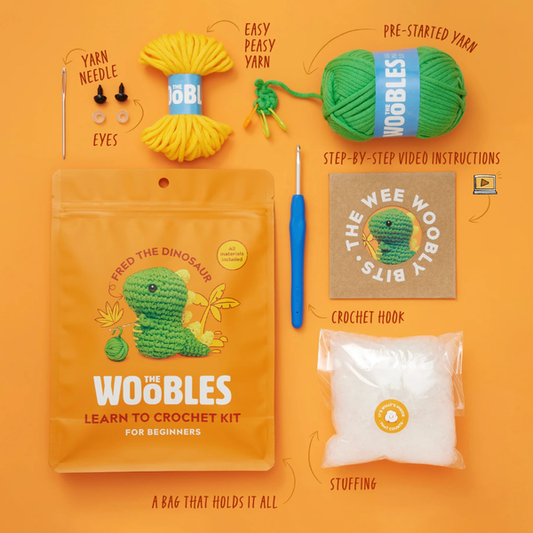 Fred the Dinosaur Beginner Crochet Kit | The Woobles | Knowledge Crates