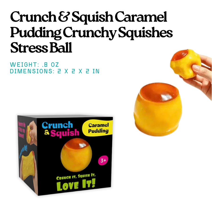 Caramel Pudding Crunchy Squishy Stress Ball Fidget Toy | Crunch & Squish | Knowledge Crates - Knowledge Crates
