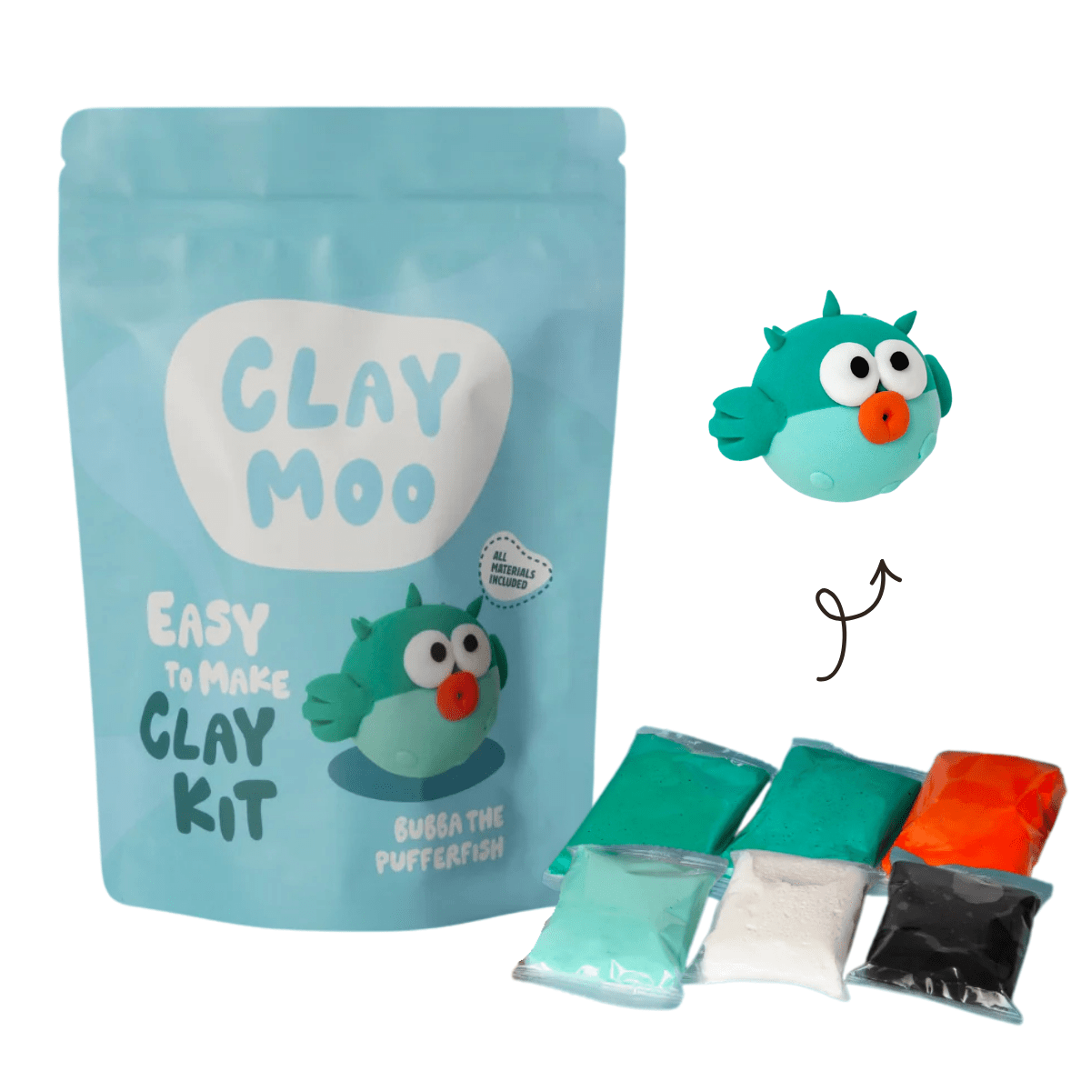 Claymoo Bubba the Pufferfish Foam Clay Kit - Knowledge Crates