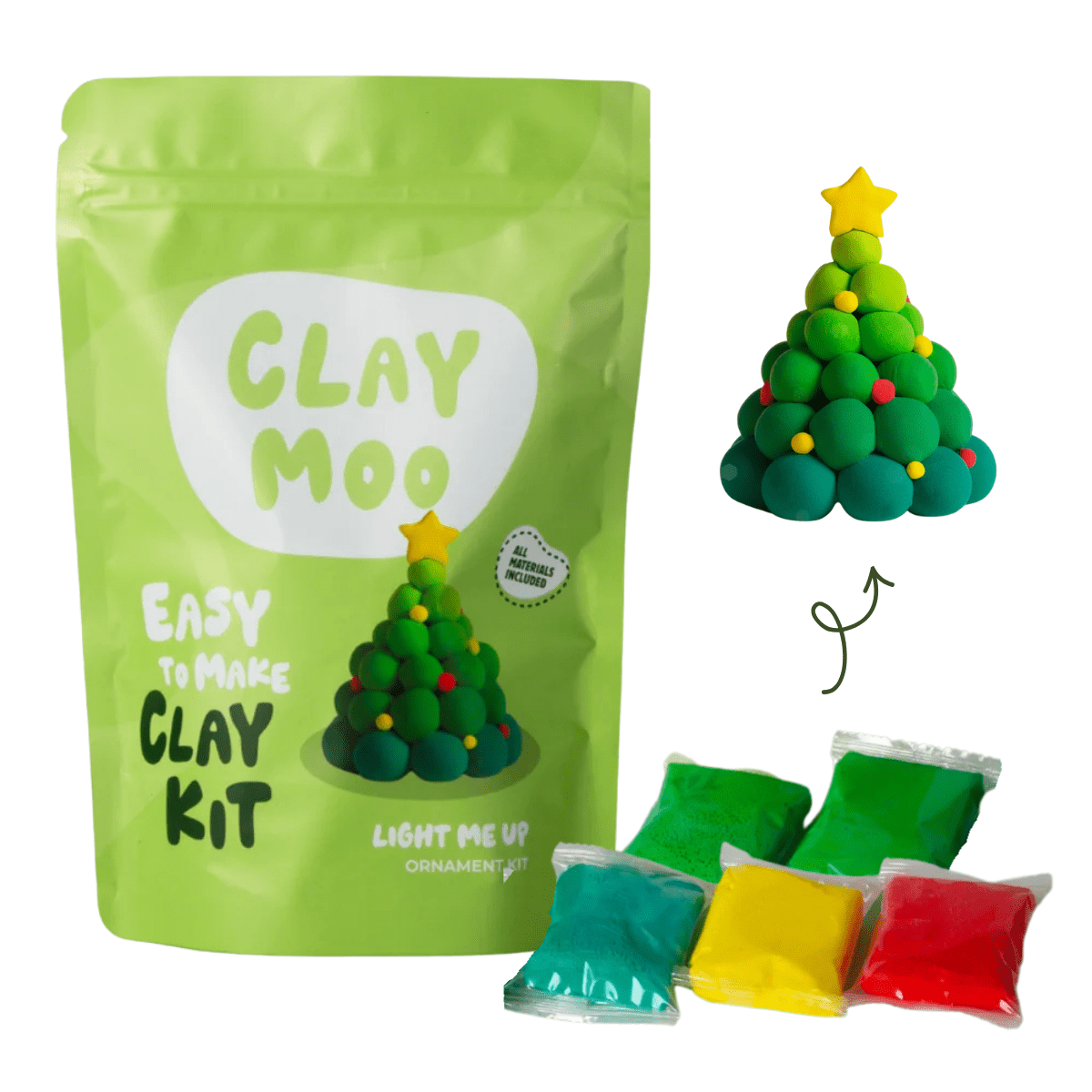 Claymoo Light Me Up Christmas Tree Ornament Foam Clay Kit - Knowledge Crates