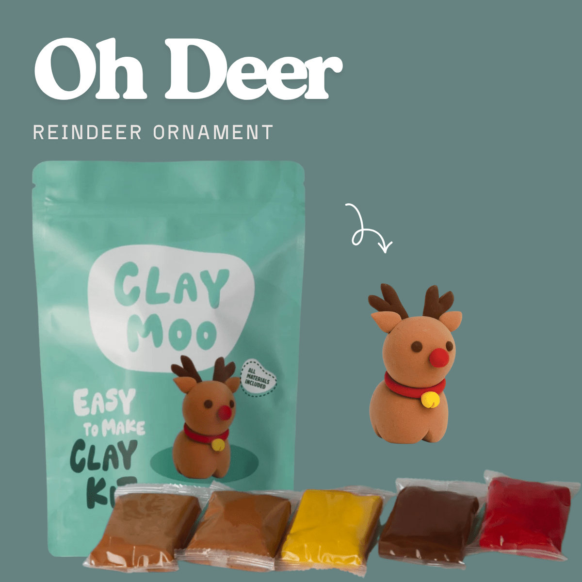 Claymoo Oh Deer Ornament Foam Clay Kit - Knowledge Crates
