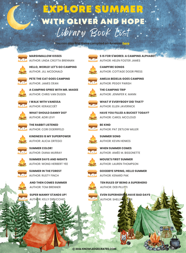 Explore Summer with Oliver and Hope Library Book List - Free Homeschool Resource | Knowledge Crates - Knowledge Crates