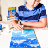 Cloud art painting for weather unit study for elementary homeschool