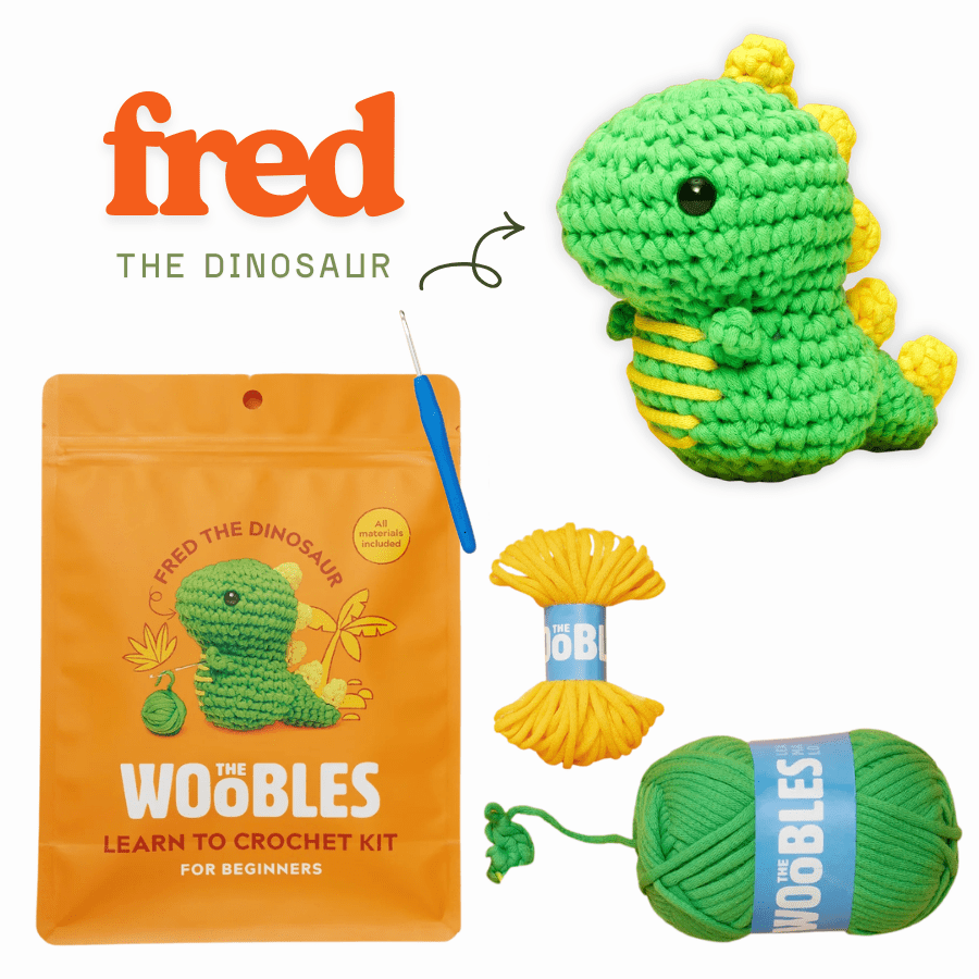 Fred the Dinosaur Beginner Crochet Kit | The Woobles | Knowledge Crates - Knowledge Crates