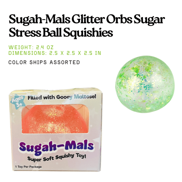 Glitter Orb Squishy Stress Ball Fidget Toy | Sugah-Mals | Knowledge Crates - Knowledge Crates