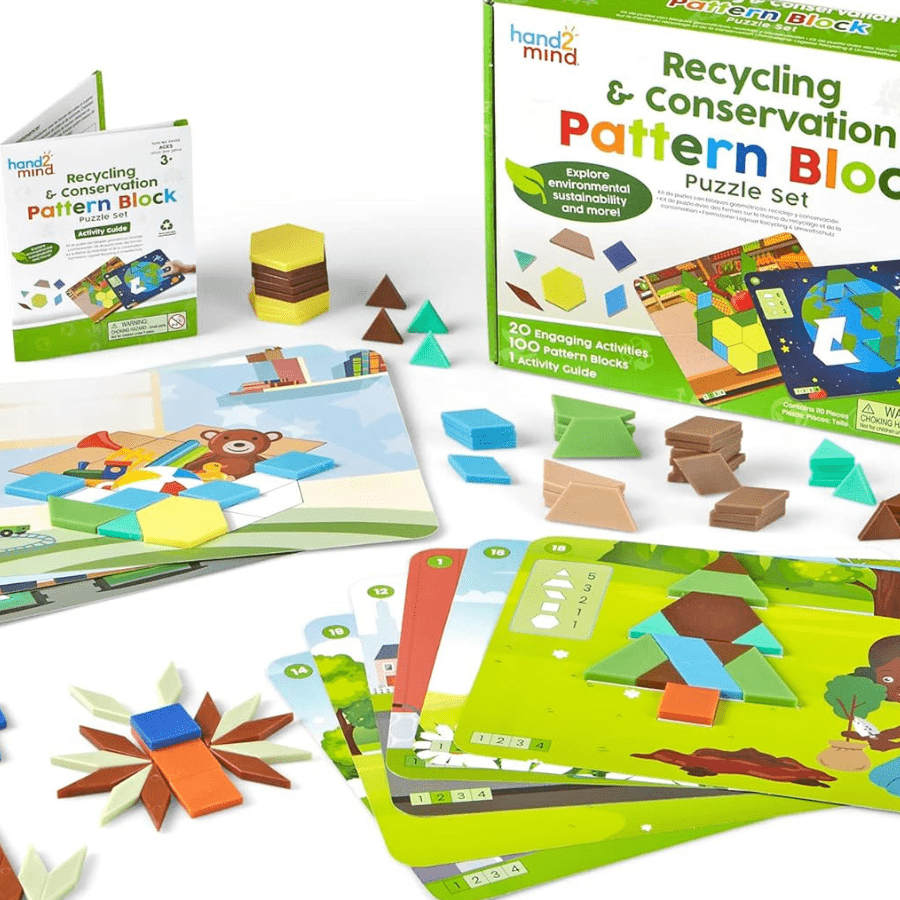 hand2mind Recycling and Conservation Pattern Block Puzzle Set - Knowledge Crates