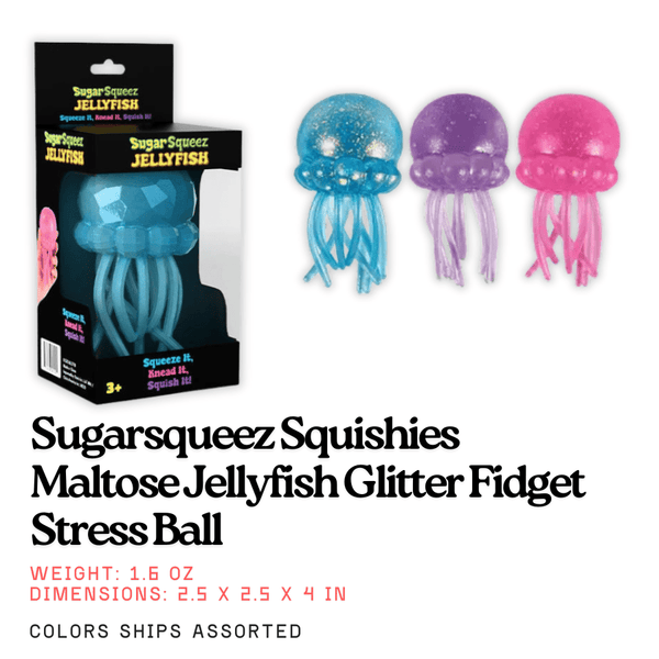 Jellyfish Glitter Squishy Stress Ball Fidget Toy | SugarSqueez Squishies® | Knowledge Crates - Knowledge Crates