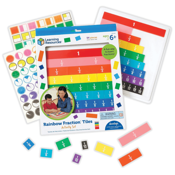 Learning Resources Rainbow Fraction Tiles with Tray - Knowledge Crates
