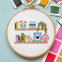 Little Bookshelf Beginner Embroidery & Watercolor Kit | Knowledge Crates - Knowledge Crates