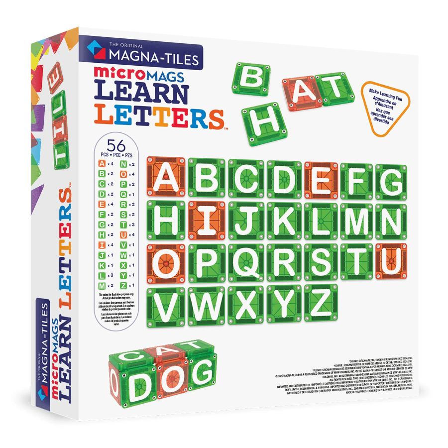 MAGNA - TILES microMAGS Learn Letters 56 Piece Set - Magnetic Building Toy | Knowledge Crates - Knowledge Crates