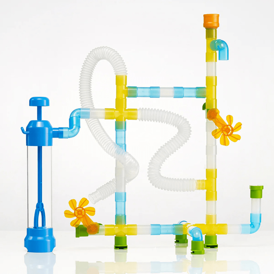 MEKA Tuff Tray Water Pipes & Pump Set | 73 - Piece STEM Water Play - Knowledge Crates