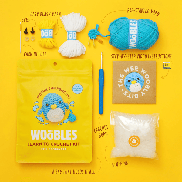 Pierre the Penguin Beginner Crochet Kit | The Woobles | Knowledge Crates - Knowledge Crates