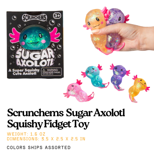 Sugar Axolotl Squishy Fidget Toy | Scrunchems® | Knowledge Crates - Knowledge Crates