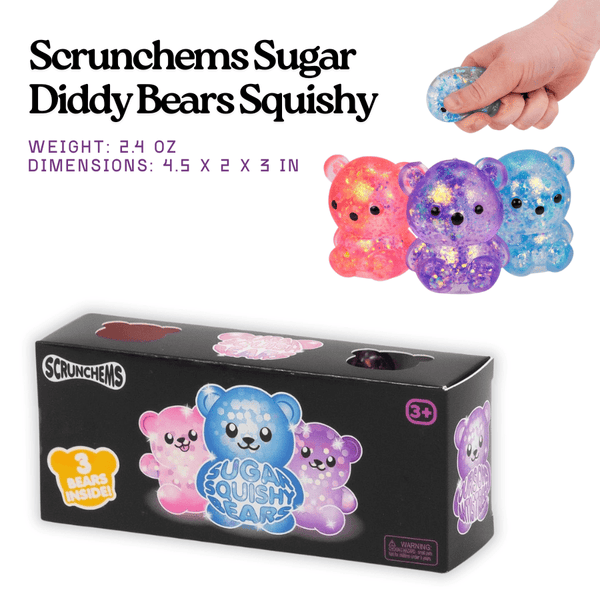 Sugar Diddy Bears Squishy Fidget Toy 3-Pack | Scrunchems® | Knowledge Crates - Knowledge Crates