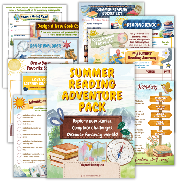 Summer Reading Adventure Pack | Printable Reading Challenge for Kids - Knowledge Crates